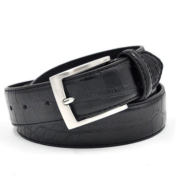 Patterned Leather Pin Buckle Belt