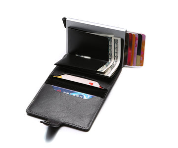 RFID Anti-theft Vintage Wallet with Aluminum Metal