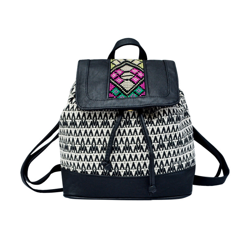 Striped Jacquard Embroidered backpack