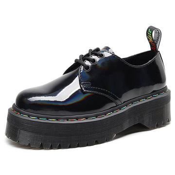 Glossy Round Head Thick-soled Martin Shoes