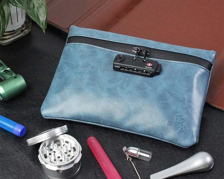 Blue deodorant clutch bag