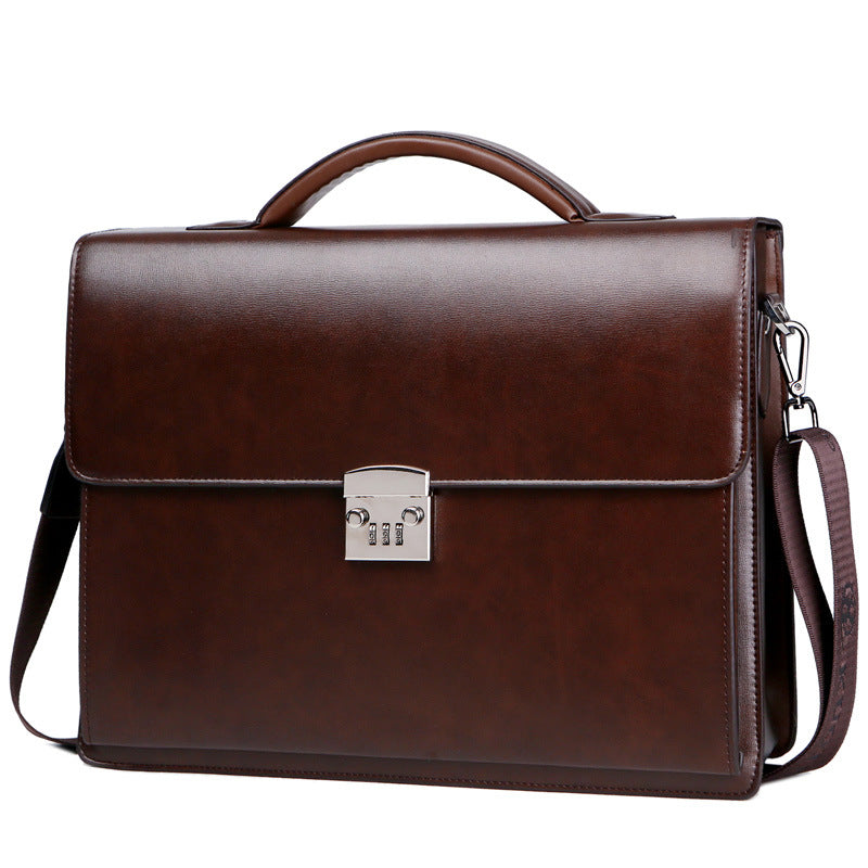 Leather Business Briefcase with lock