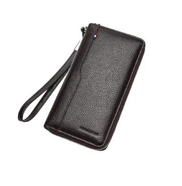 Rectangle Leather Wallet With Zipper