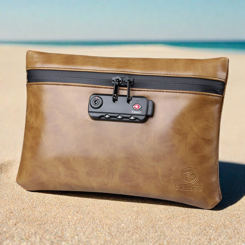 Brown deodorant clutch bag