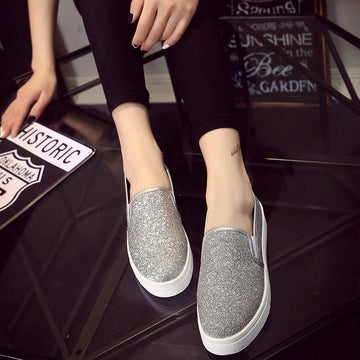 Platform Loafer Low-Top Sequin Shoes