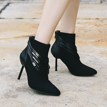 Pointed-toe Leather Stilletos With Tassels