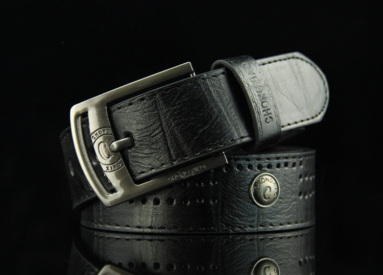 Men’s vintage black leather belt