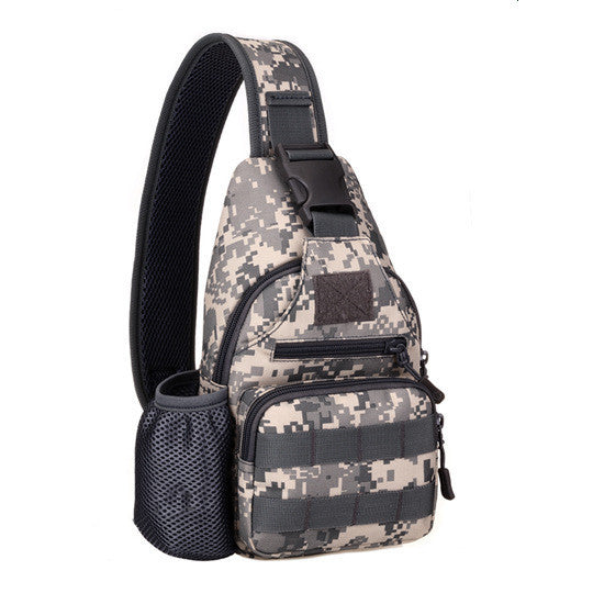 Sling backpack with an adjustable strap, multiple zippered compartments, and a side pocket.