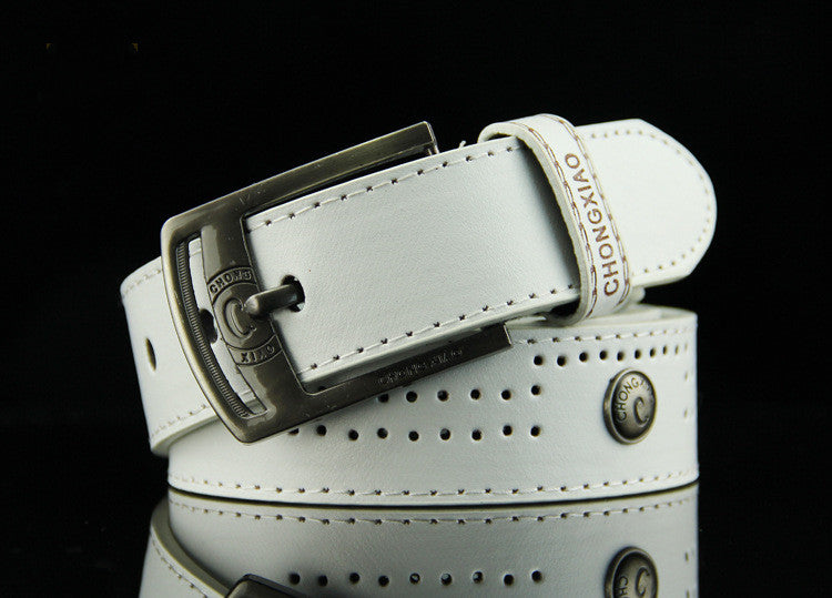 Men’s vintage white leather belt