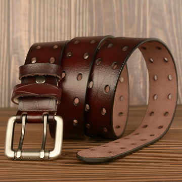 New Double-pin Buckle Leather Belt