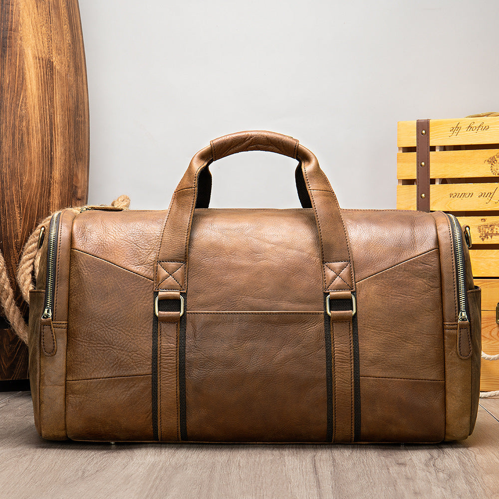 Top Layer Cowhide One-shoulder Duffel Bag