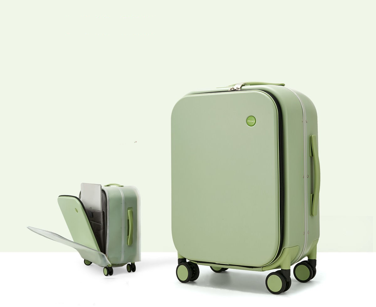 Green aluminum frame suitcase