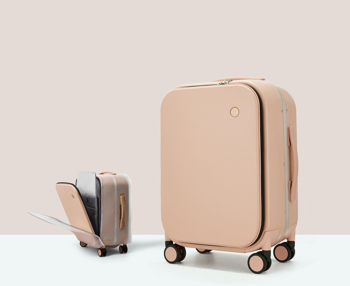 Red aluminum frame suitcase