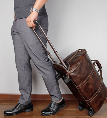 Large Capacity Leather Trolley Travel Bag