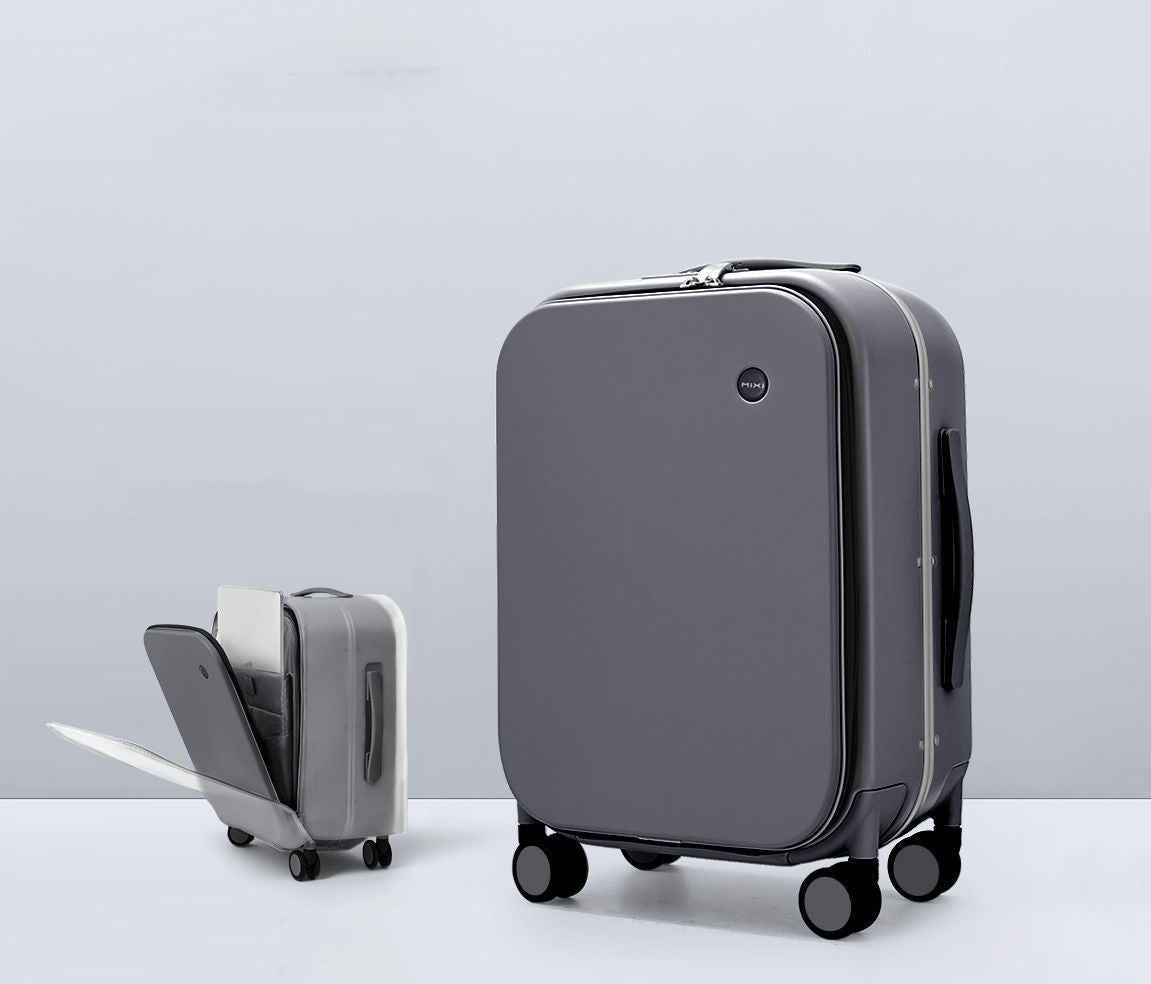 Gray suitcase with wheels