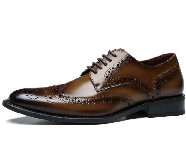 Business Leather Light Brown Brogues for Men