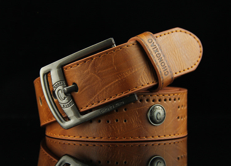 Men’s rugged brown leather belt