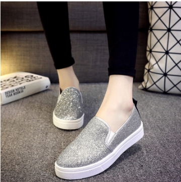 Platform Loafer Low-Top Sequin Shoes