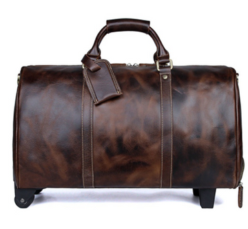 Large Capacity Leather Trolley Travel Bag