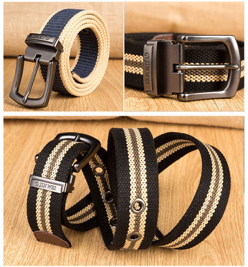 Thickened Weaved Canvas Belt With Pin Buckle \