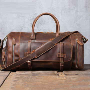 Retro-style Leather Duffle Bag