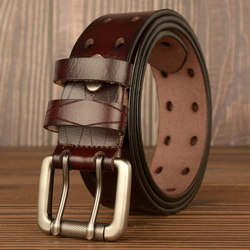 New Double-pin Buckle Leather Belt