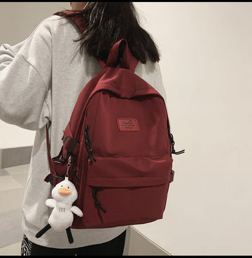 Casual Solid Color Fabric Backpack