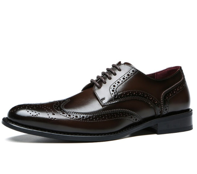 Business Leather Dark Brown Brogues for Men