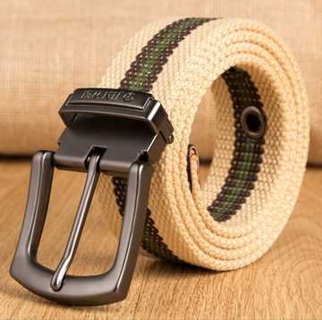 Thickened Weaved Canvas Belt With Pin Buckle \