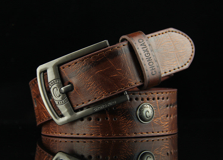 Men’s vintage dark brown leather belt